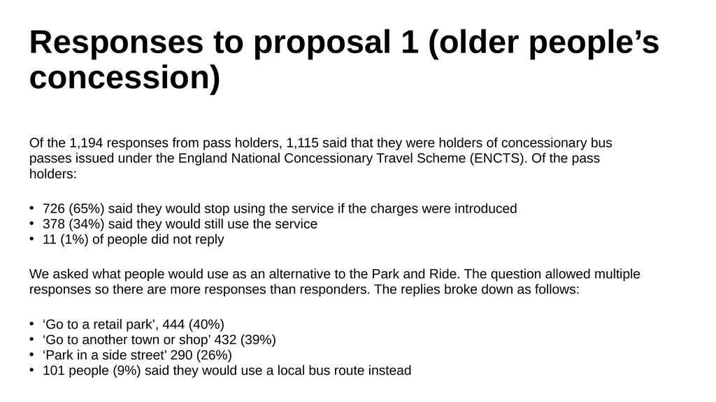 Park & Ride Concessionary Bus Pass Consultation - slide 6 of 9