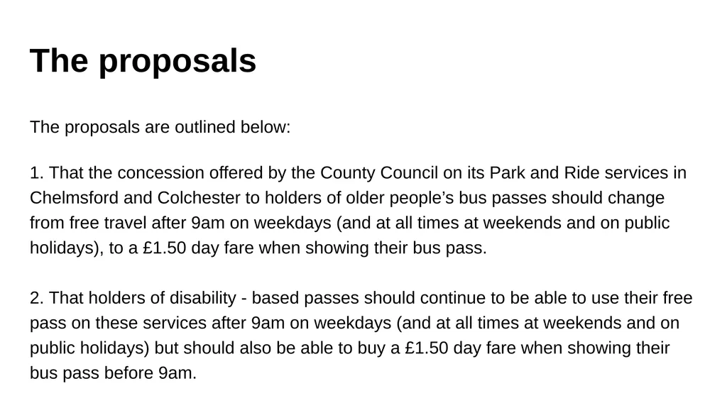 Park & Ride Concessionary Bus Pass Consultation - slide 4 of 9