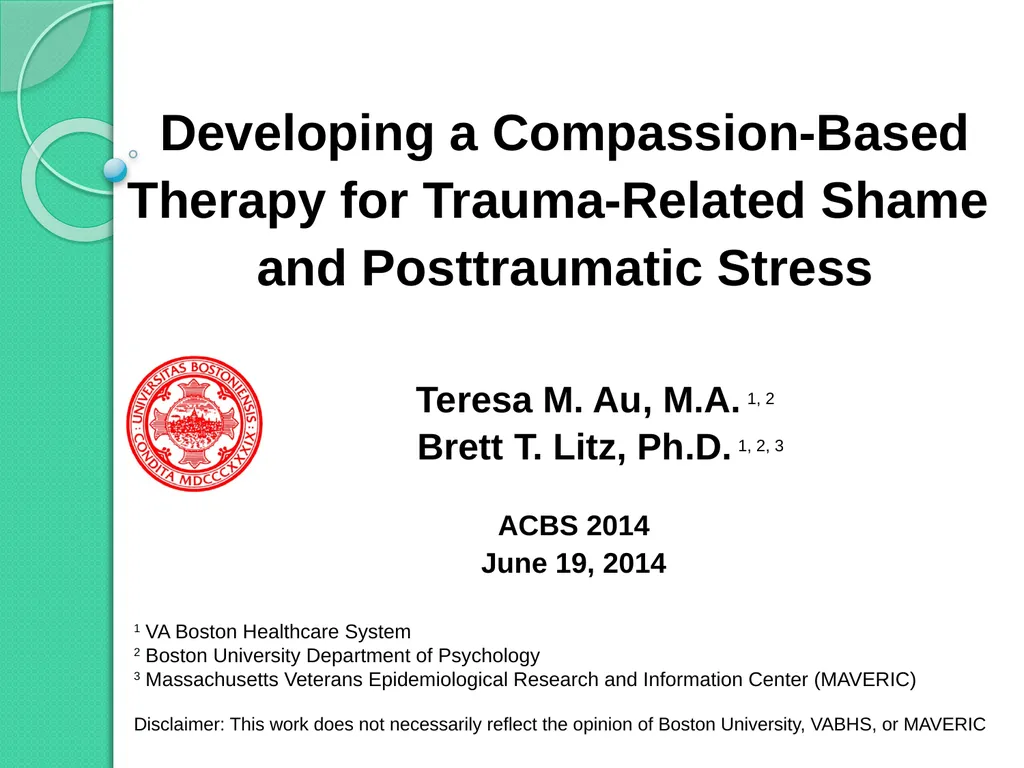 Developing a Compassion-Based Therapy for - slide 1 of 19