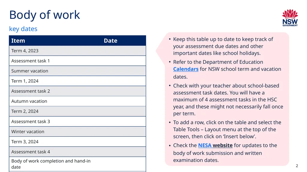 Visual arts process diary – template NSW - slide 2 of 13