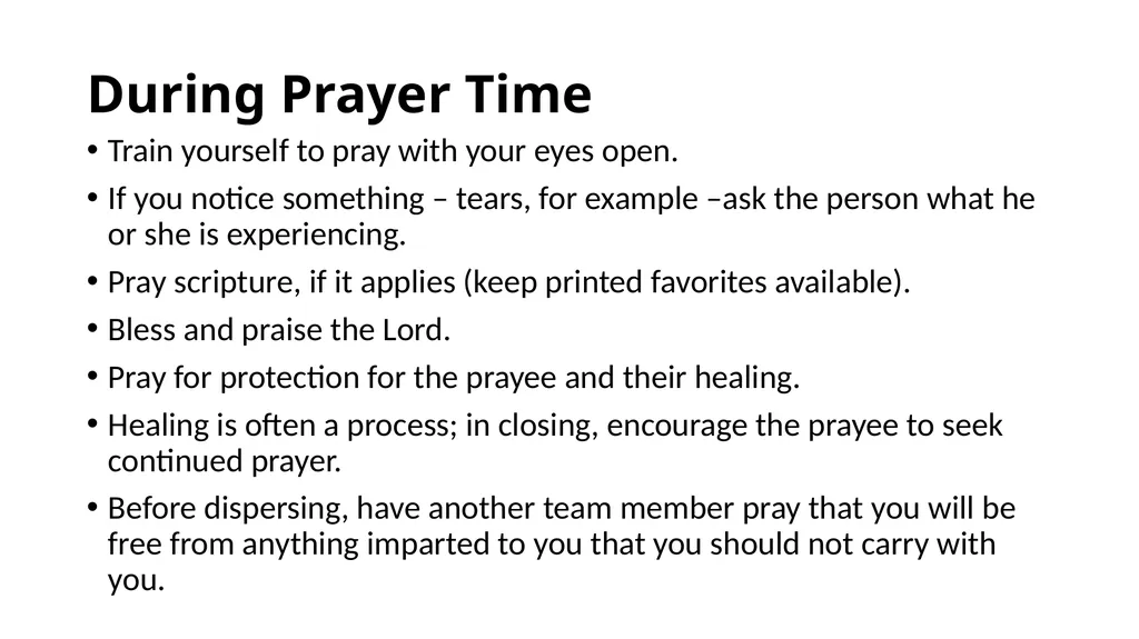 Guidelines for Healing Prayer From The Chapter - slide 4 of 5