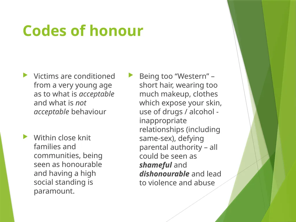 FORCED MARRIAGE AND ‘HONOUR’ BASED ABUSE - slide 5 of 24