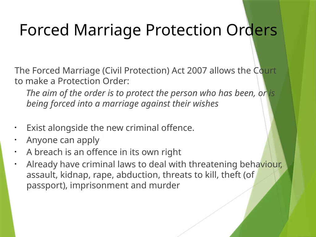 FORCED MARRIAGE AND ‘HONOUR’ BASED ABUSE - slide 17 of 24