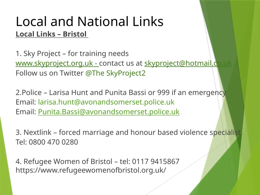 FORCED MARRIAGE AND ‘HONOUR’ BASED ABUSE - slide 23 of 24