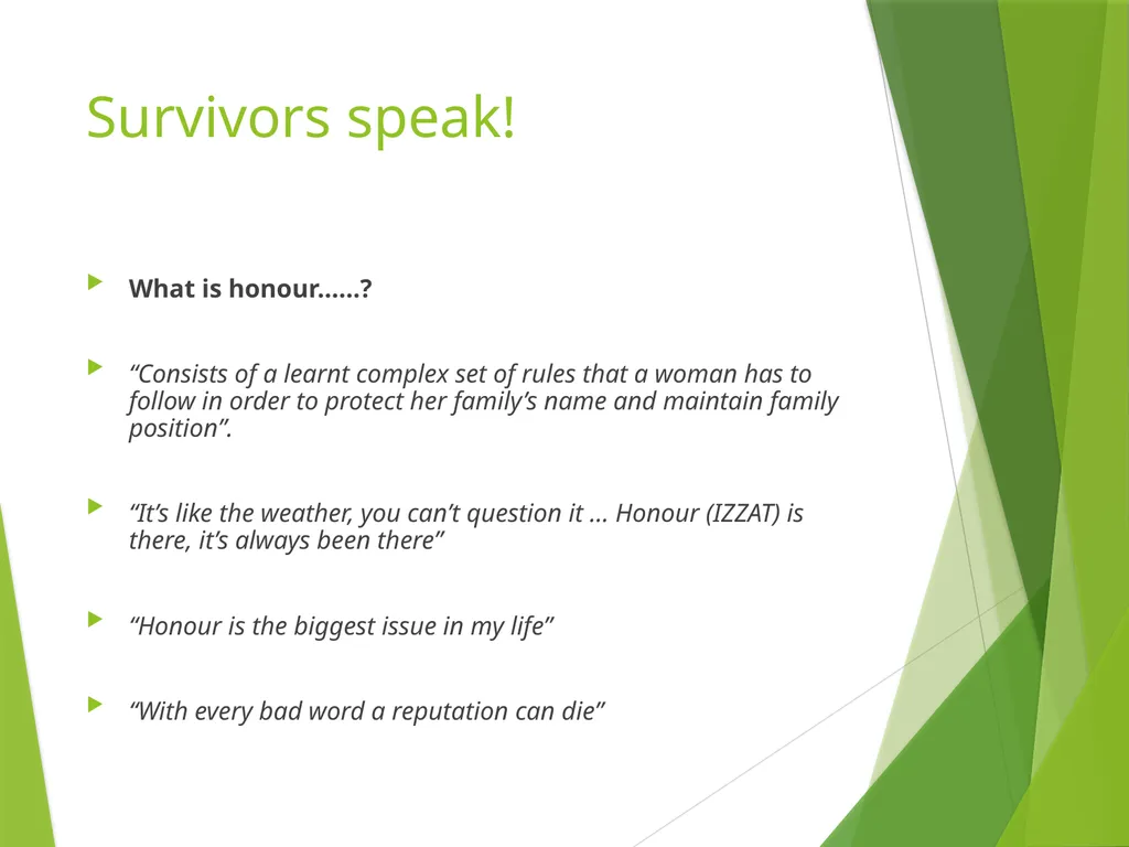 FORCED MARRIAGE AND ‘HONOUR’ BASED ABUSE - slide 6 of 24