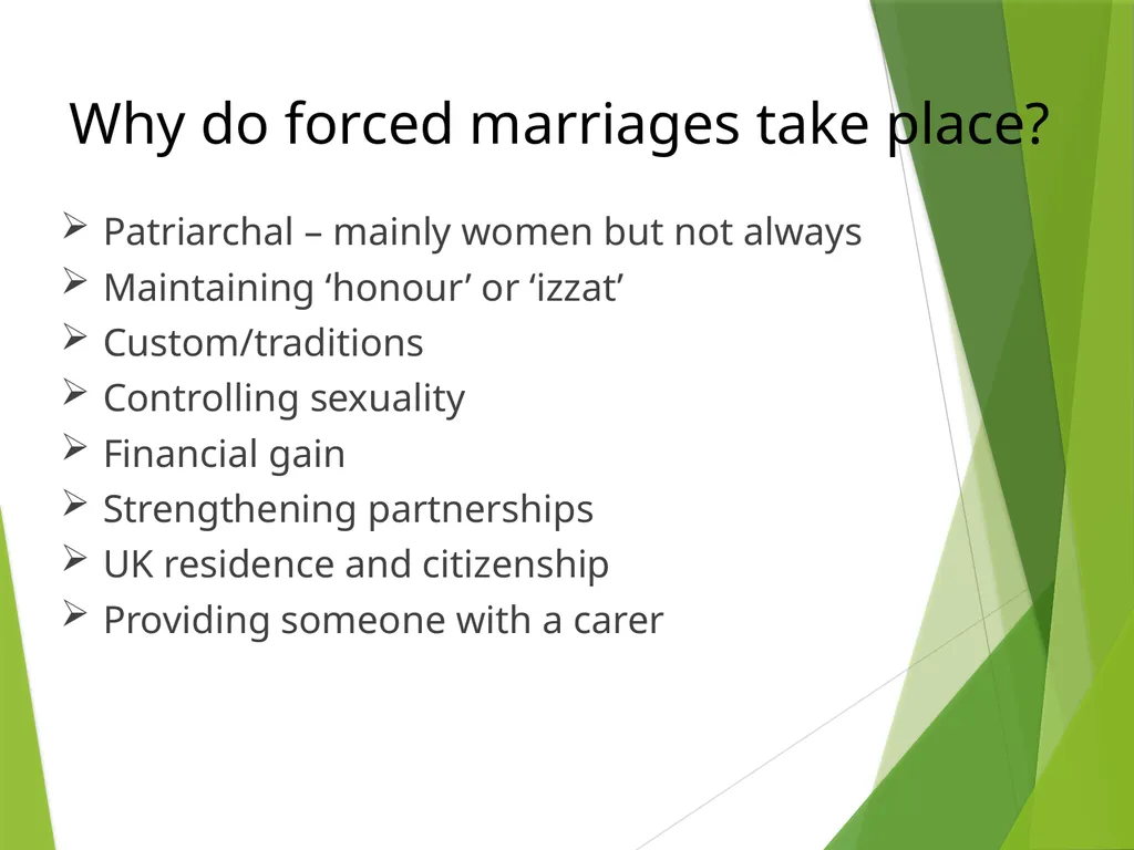 FORCED MARRIAGE AND ‘HONOUR’ BASED ABUSE - slide 14 of 24