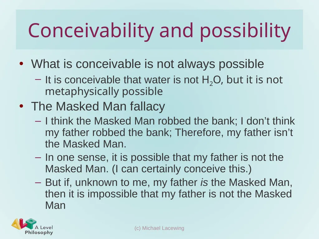 Descartes’ conceivability argument for substance - slide 9 of 11