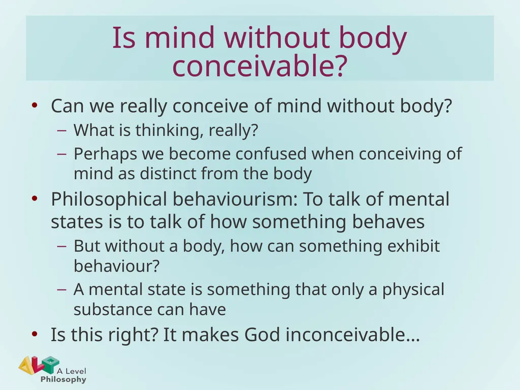 Descartes’ conceivability argument for substance - slide 7 of 11