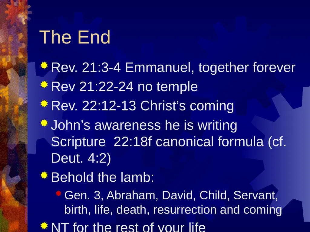 Revelation Background Extreme approaches to - slide 13 of 14