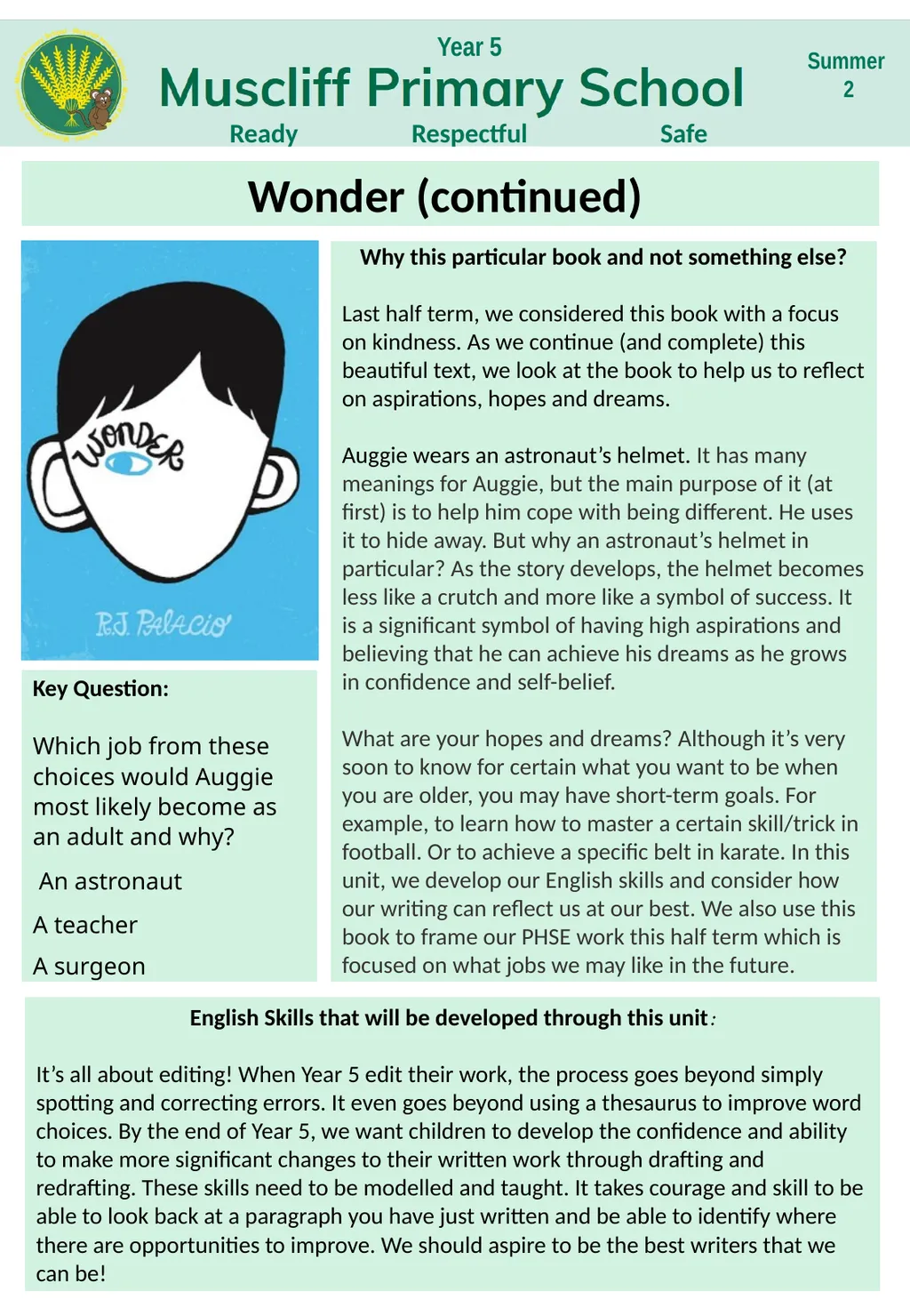 Summer 2 Ready Respectful Safe Year 5 Why this - slide 1 of 2