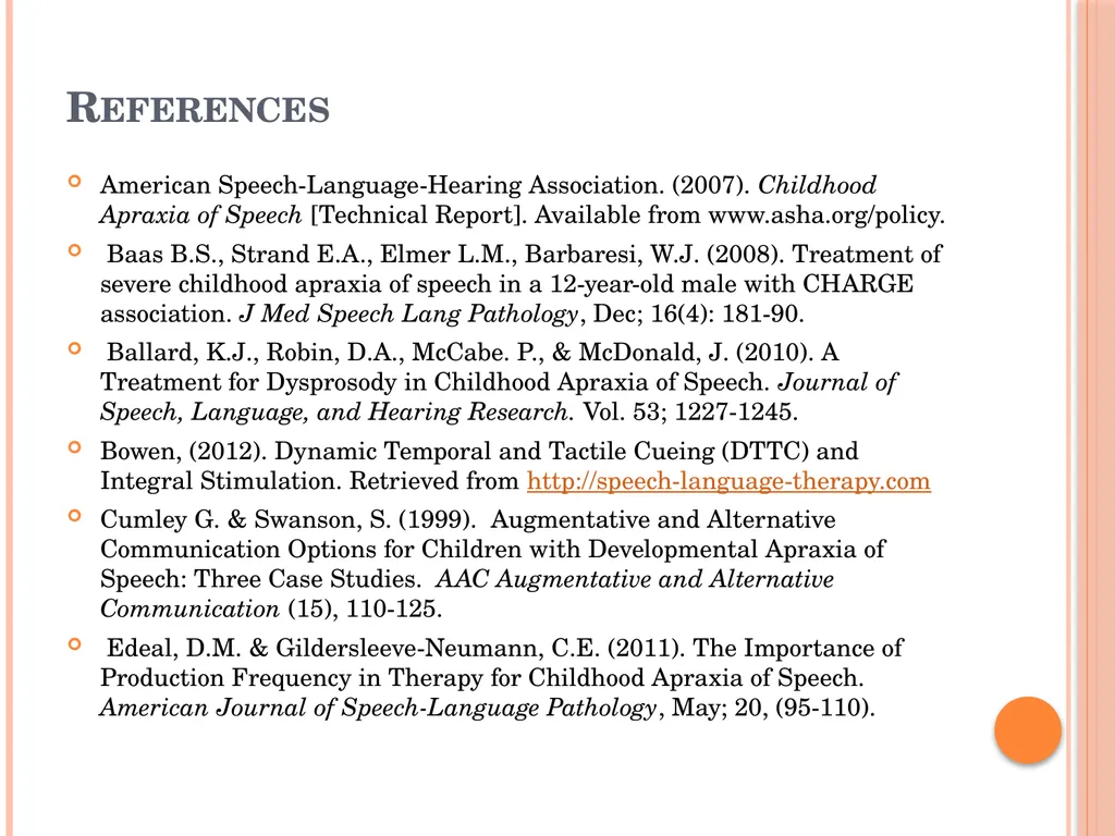 Treatment Approaches: Childhood Apraxia of Speech - slide 34 of 36