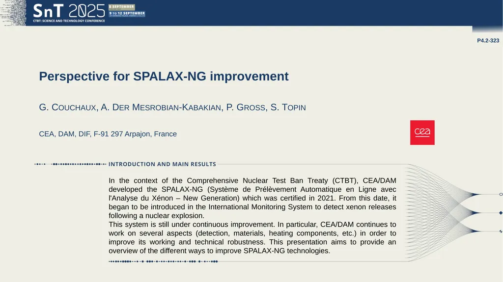 Perspective for SPALAX-NG improvement G. Couchaux, - slide 1 of 3