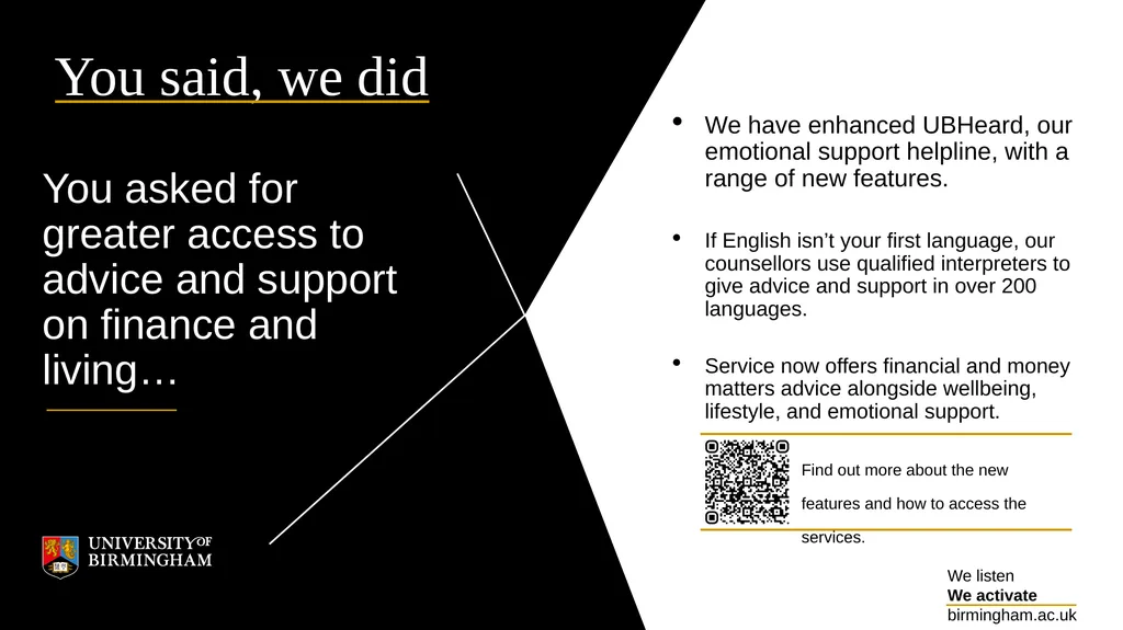 We are listening to you How the University of - slide 2 of 10