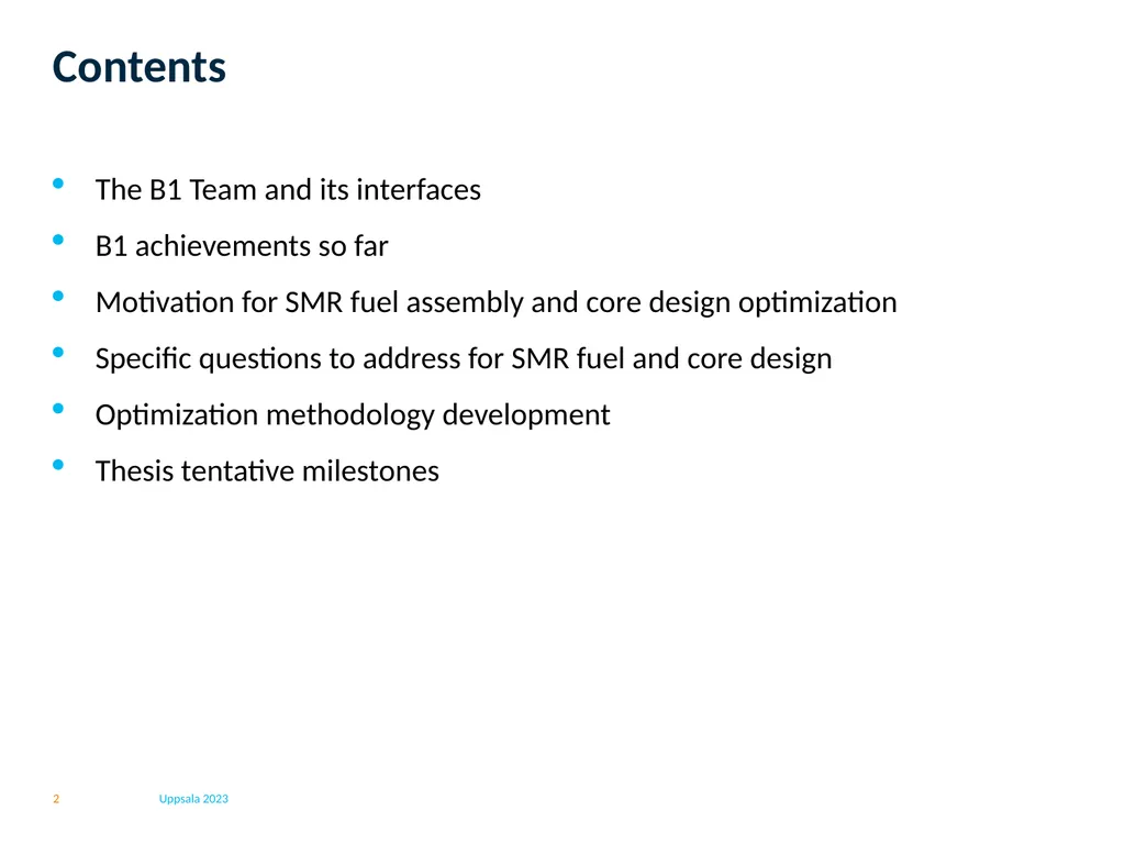 Project B1: Fuel assembly and core design - slide 2 of 20