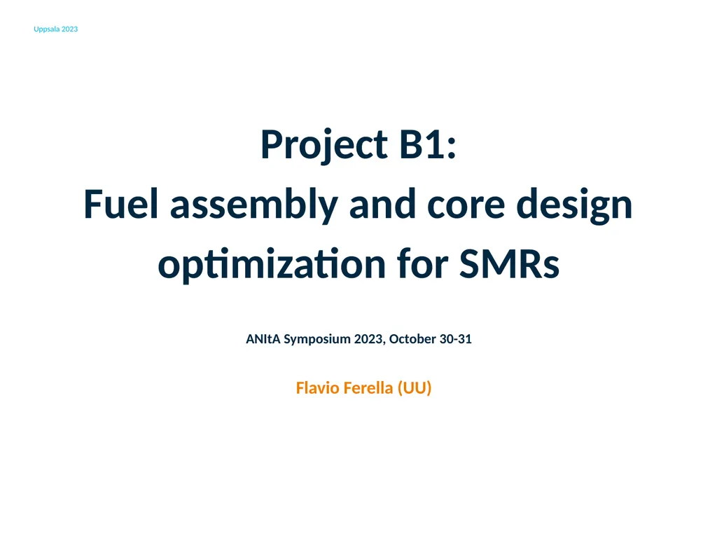 Project B1: Fuel assembly and core design - slide 1 of 20