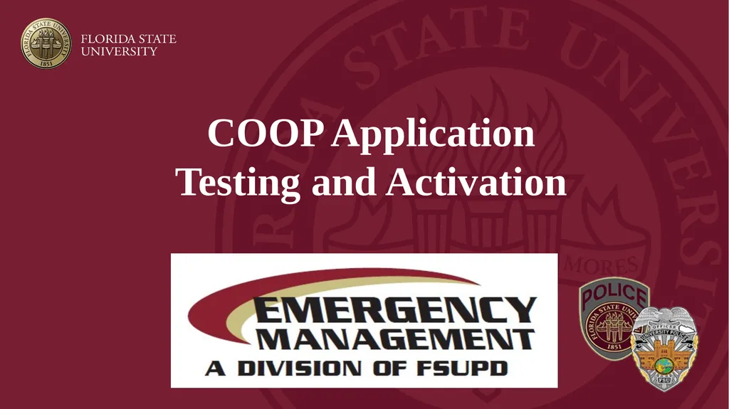 COOP Application Testing and Activation Testing - slide 1 of 8