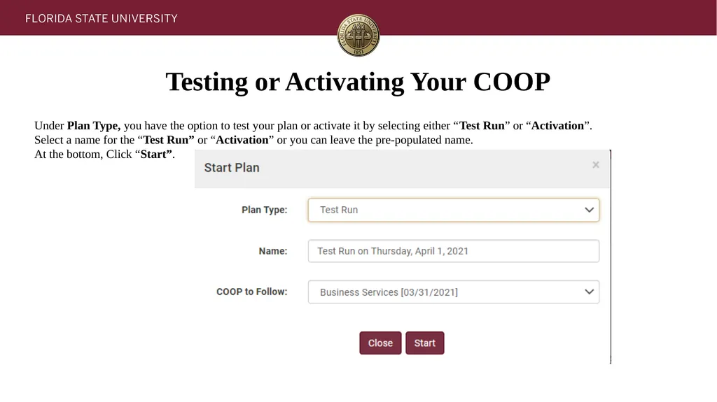 COOP Application Testing and Activation Testing - slide 4 of 8