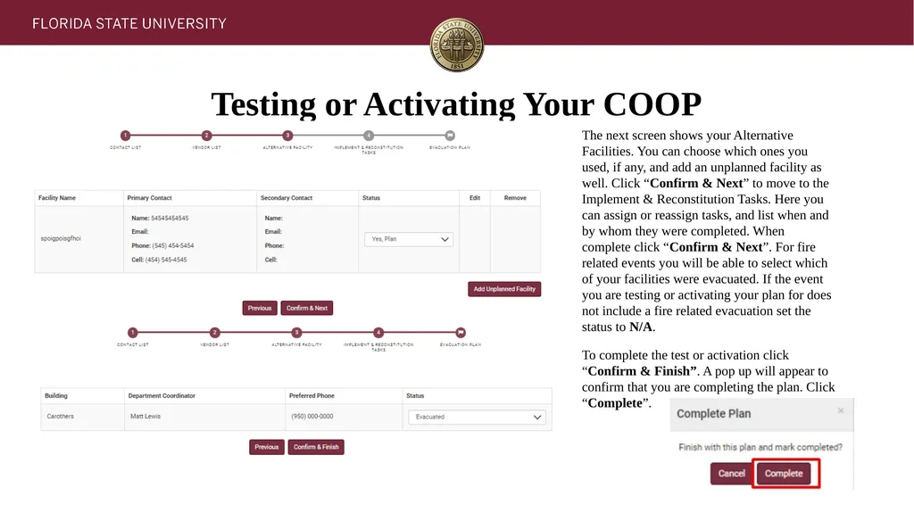 COOP Application Testing and Activation Testing - slide 6 of 8