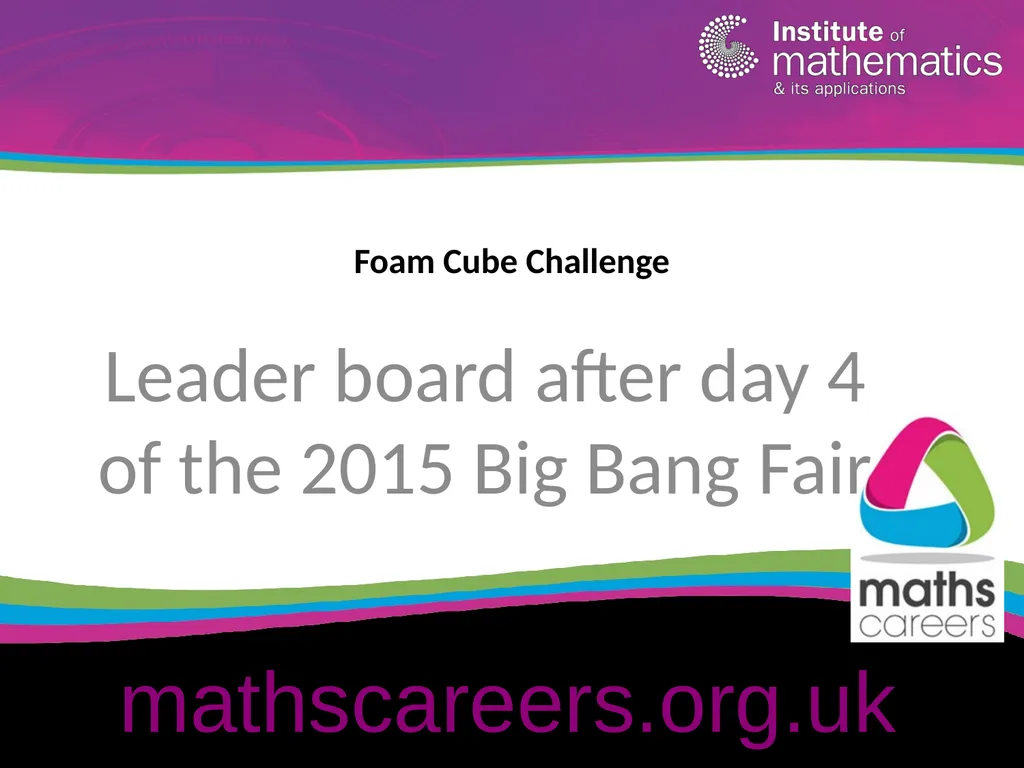 mathscareers.org.uk Foam Cube Challenge Leader - slide 1 of 13