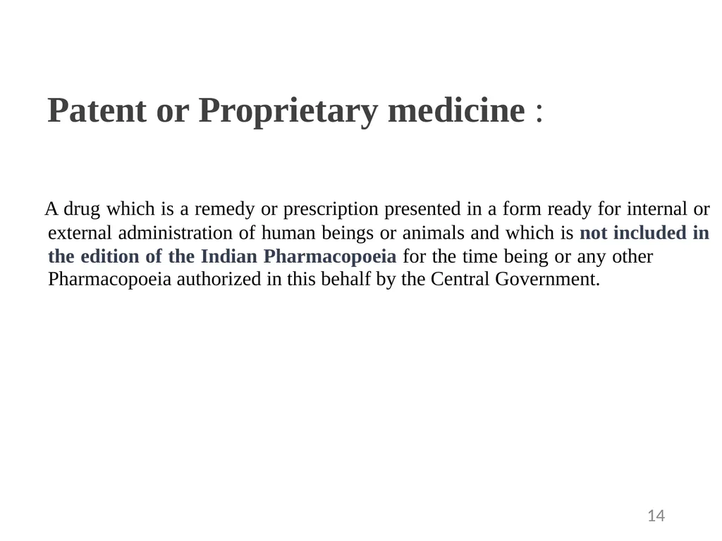 Drugs and Cosmetics Act 1940 1 Contents - slide 14 of 49