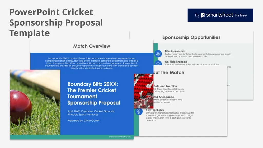 PowerPoint Cricket Sponsorship Proposal Template - slide 1 of 15