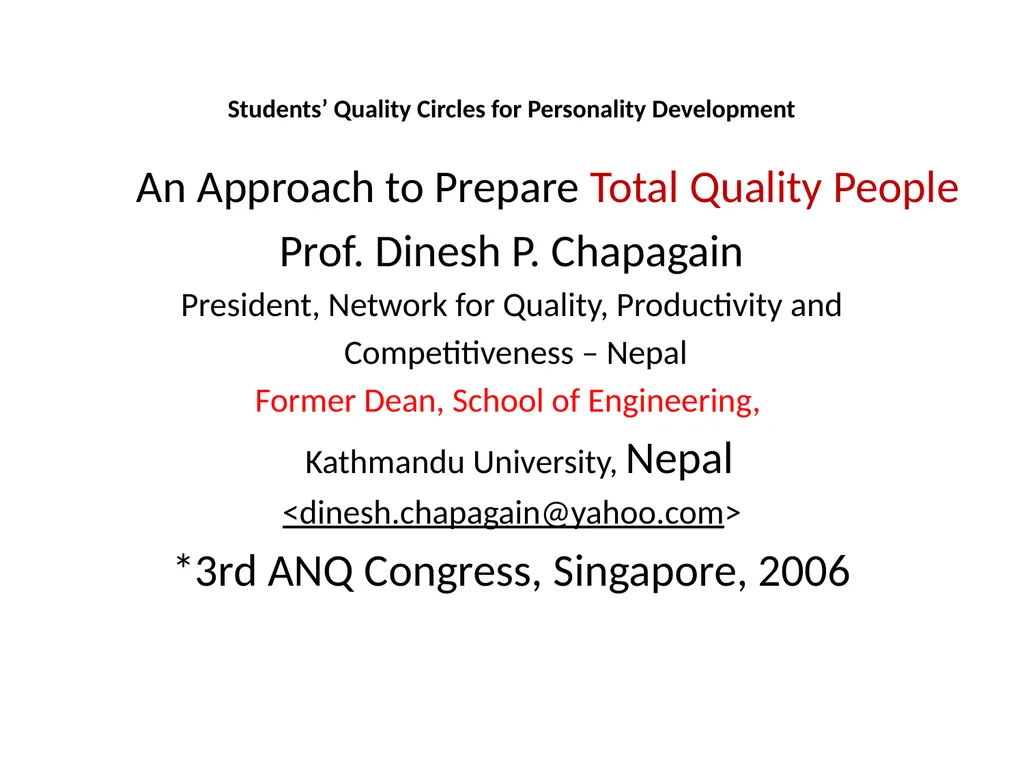 Quality Circle Forum Of India Hyderabad Chapter - slide 30 of 48