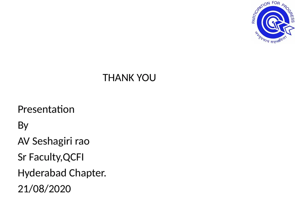 Quality Circle Forum Of India Hyderabad Chapter - slide 48 of 48