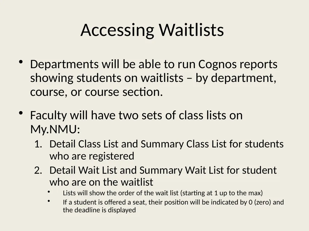 Waitlist Registration Process Overview Students - slide 12 of 23