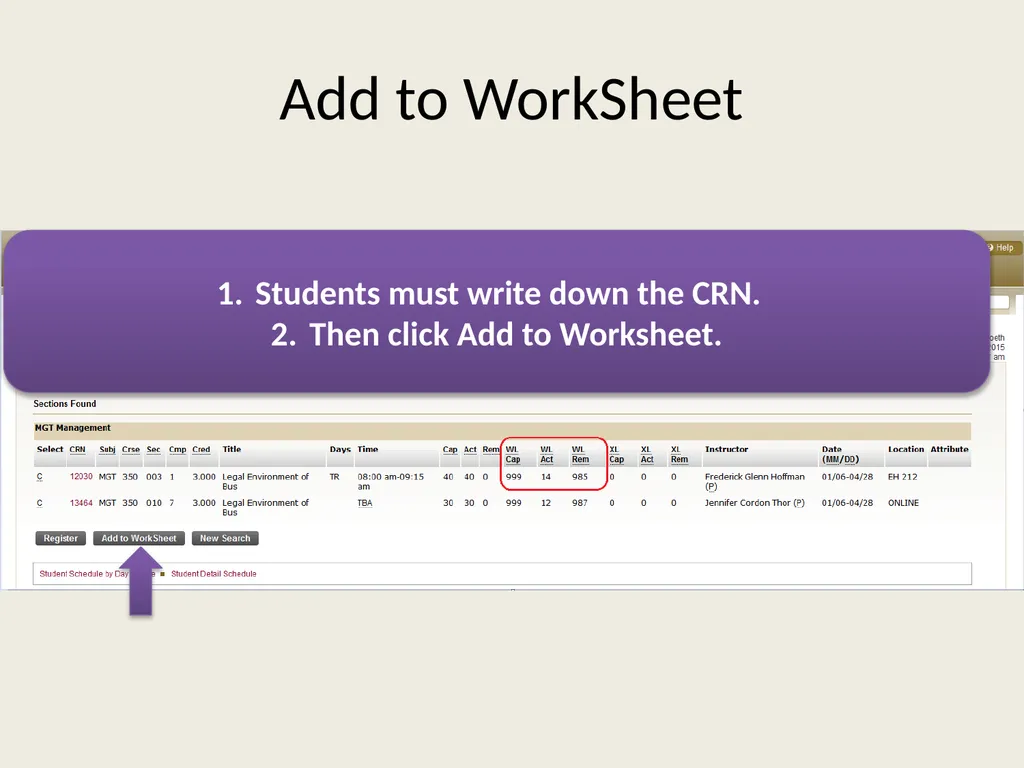 Waitlist Registration Process Overview Students - slide 5 of 23