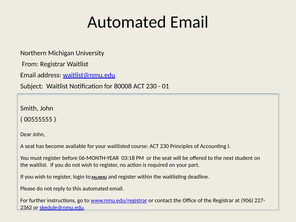 Waitlist Registration Process Overview Students - slide 10 of 23