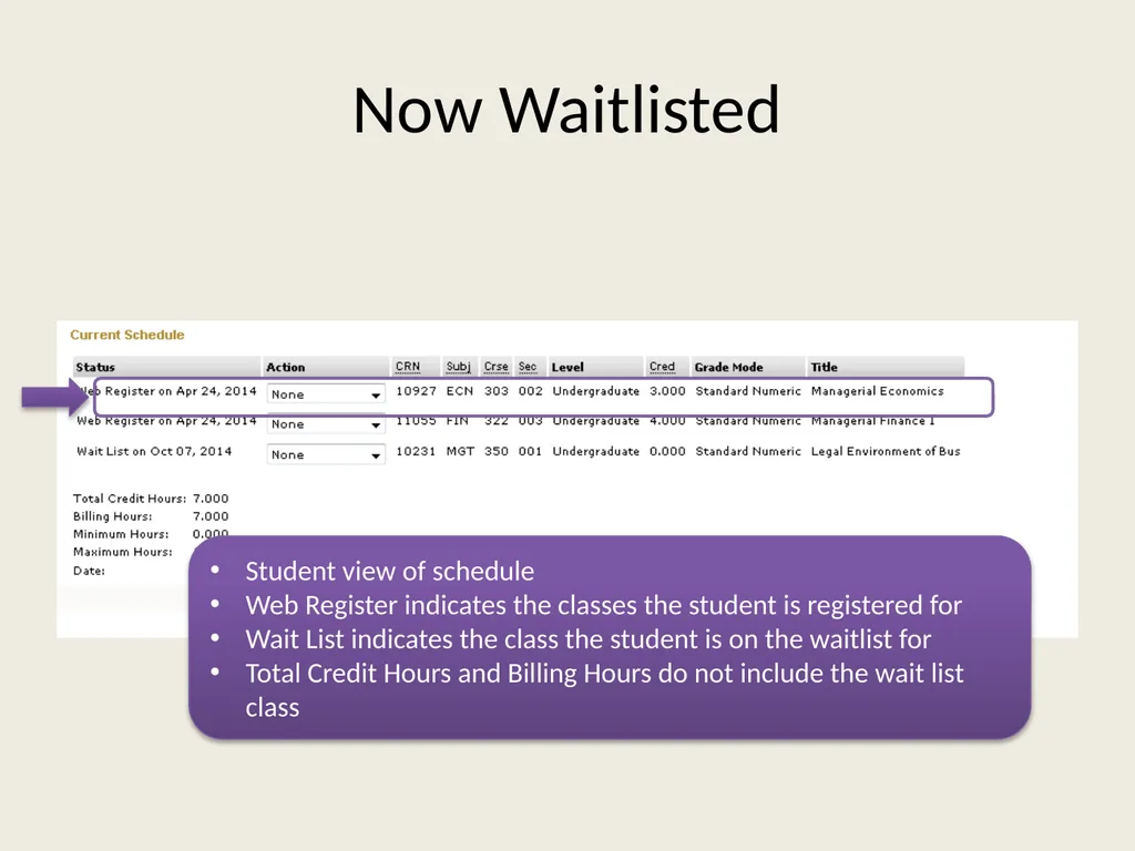 Waitlist Registration Process Overview Students - slide 8 of 23