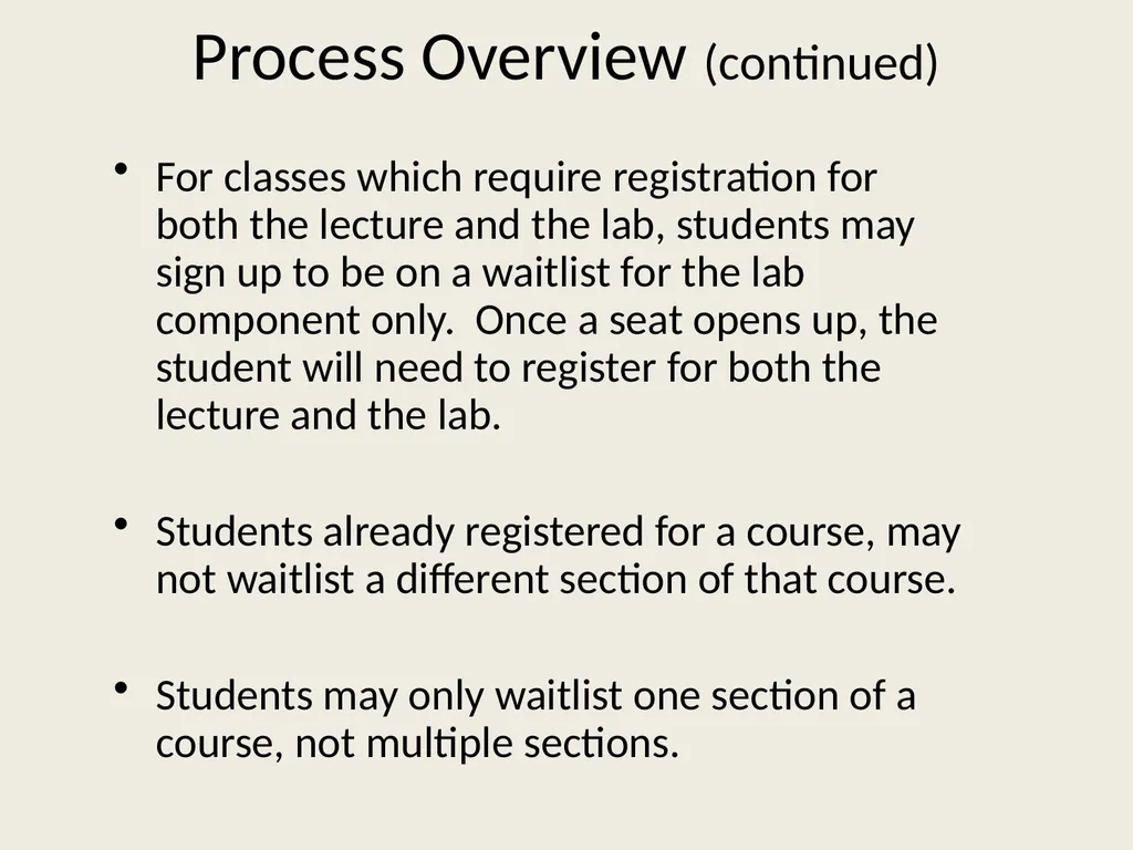 Waitlist Registration Process Overview Students - slide 2 of 23