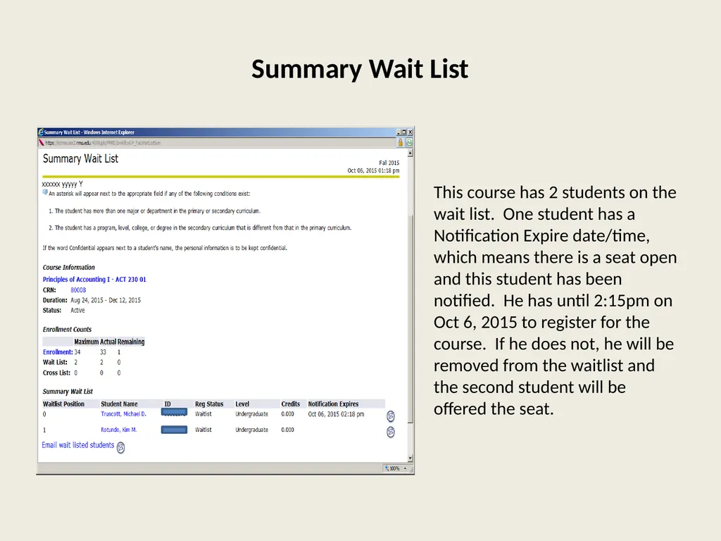 Waitlist Registration Process Overview Students - slide 20 of 23