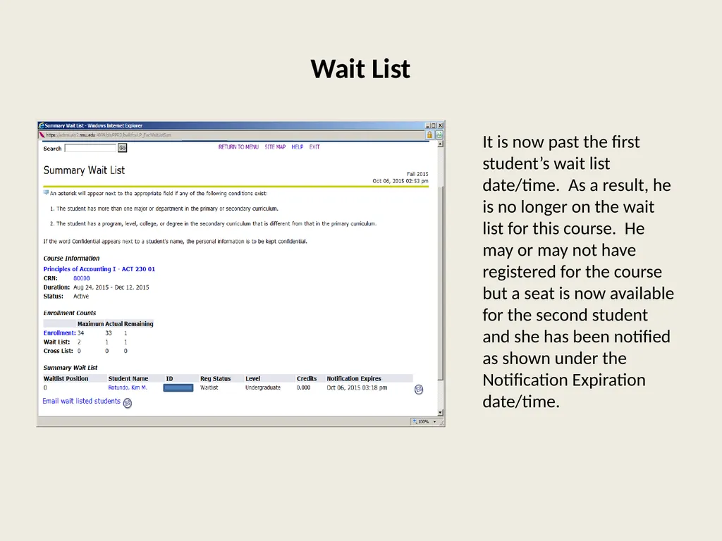 Waitlist Registration Process Overview Students - slide 22 of 23