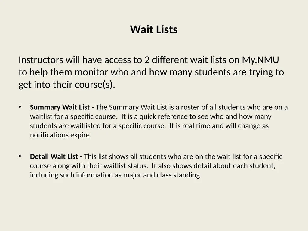 Waitlist Registration Process Overview Students - slide 19 of 23