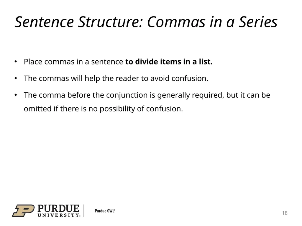 Conquering the Comma A comma is a punctuation mark - slide 18 of 26