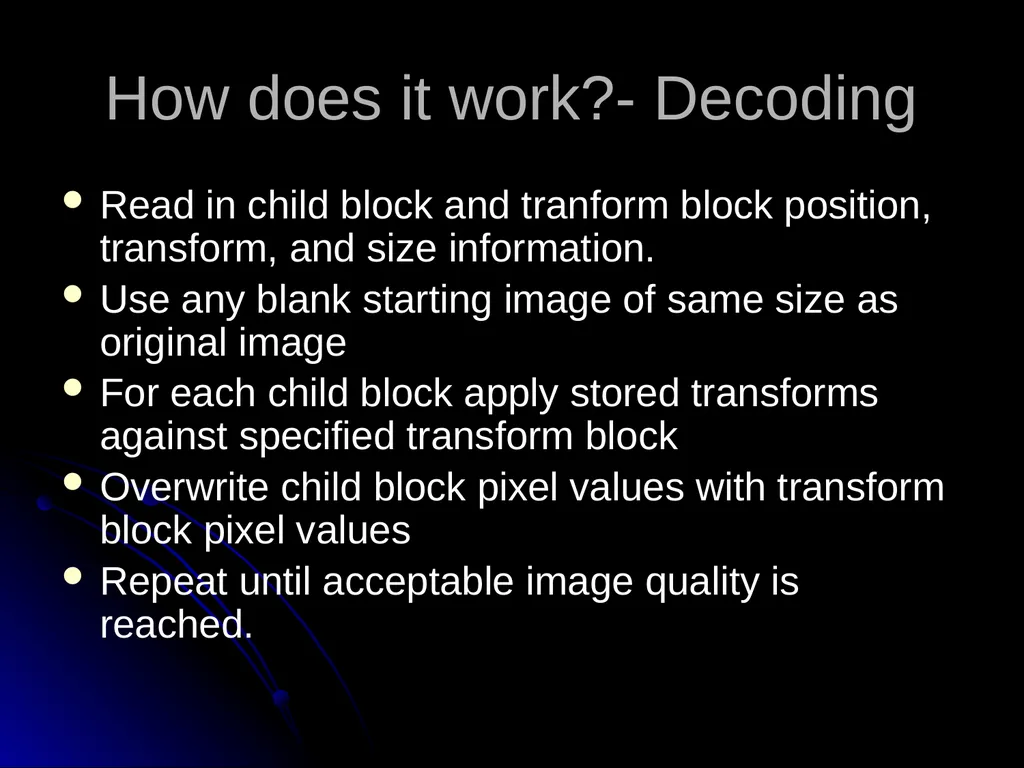 5. Fractal Compression Fractal compression is a - slide 18 of 38