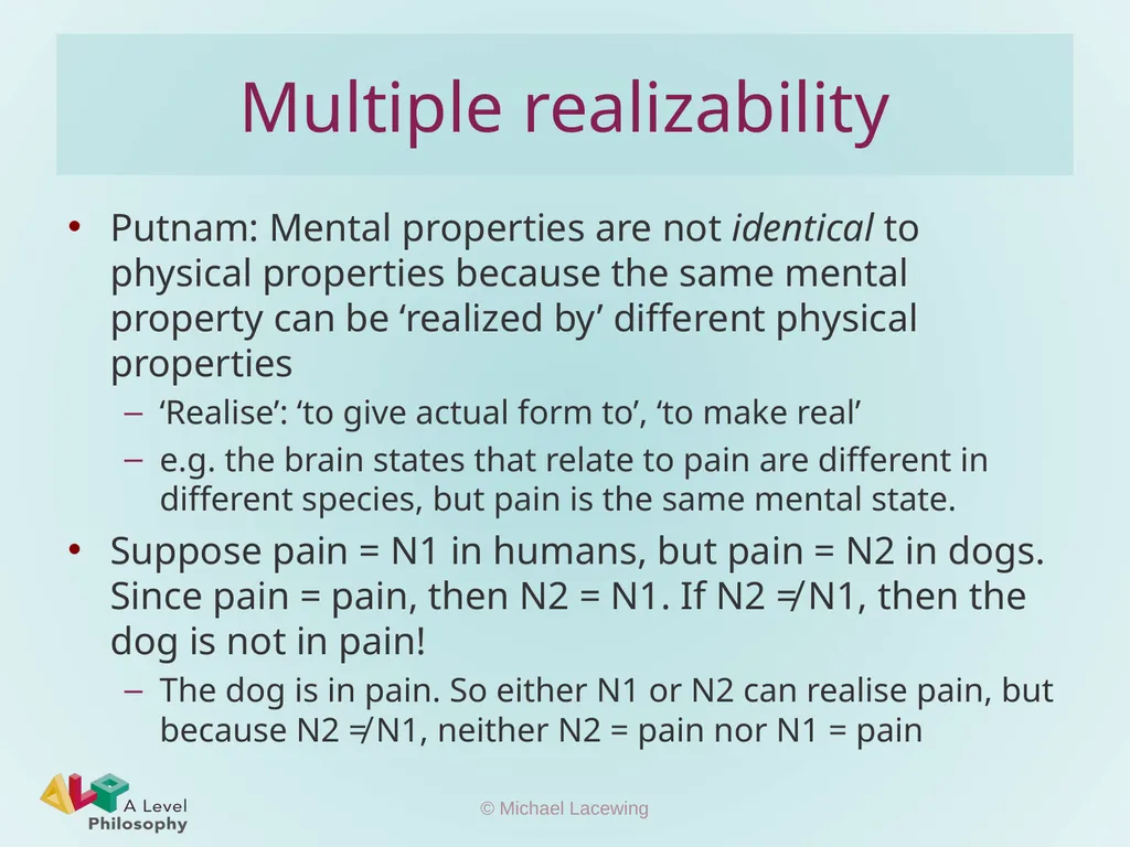 The Mind-Brain Type Identity Theory Michael - slide 7 of 8