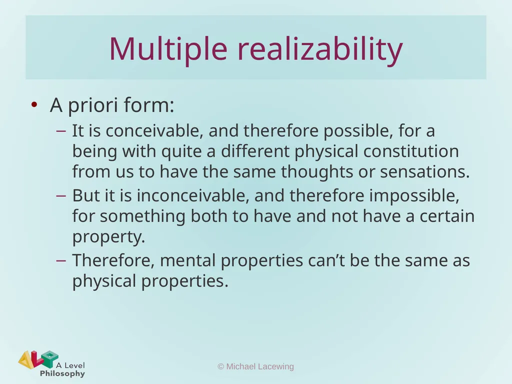 The Mind-Brain Type Identity Theory Michael - slide 8 of 8