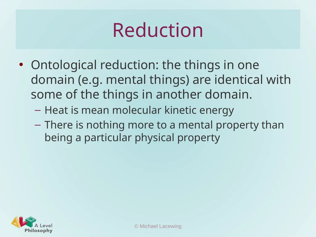 The Mind-Brain Type Identity Theory Michael - slide 6 of 8