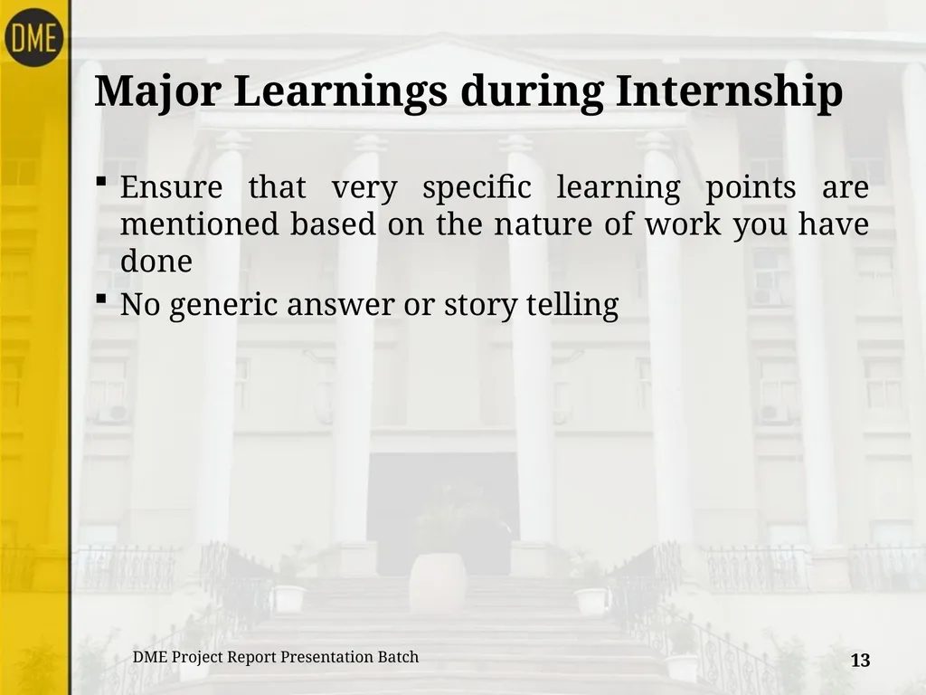 Title of Summer Internship Project Report Company - slide 13 of 15