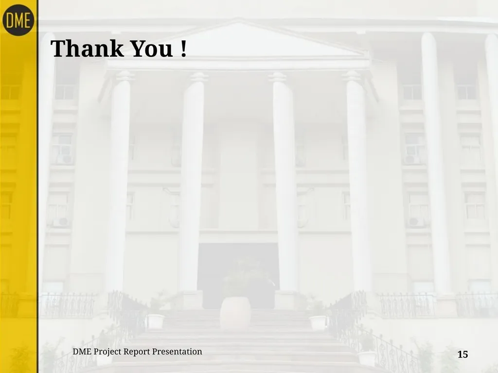 Title of Summer Internship Project Report Company - slide 15 of 15