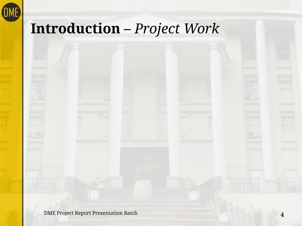 Title of Summer Internship Project Report Company - slide 4 of 15