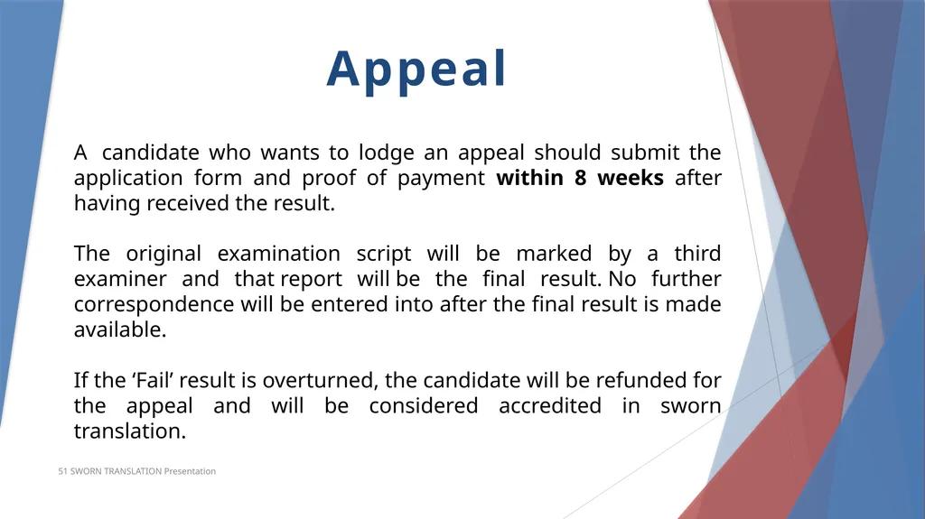Accreditation in Sworn Translation Prerequisites - slide 21 of 23