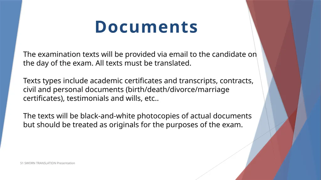Accreditation in Sworn Translation Prerequisites - slide 9 of 23