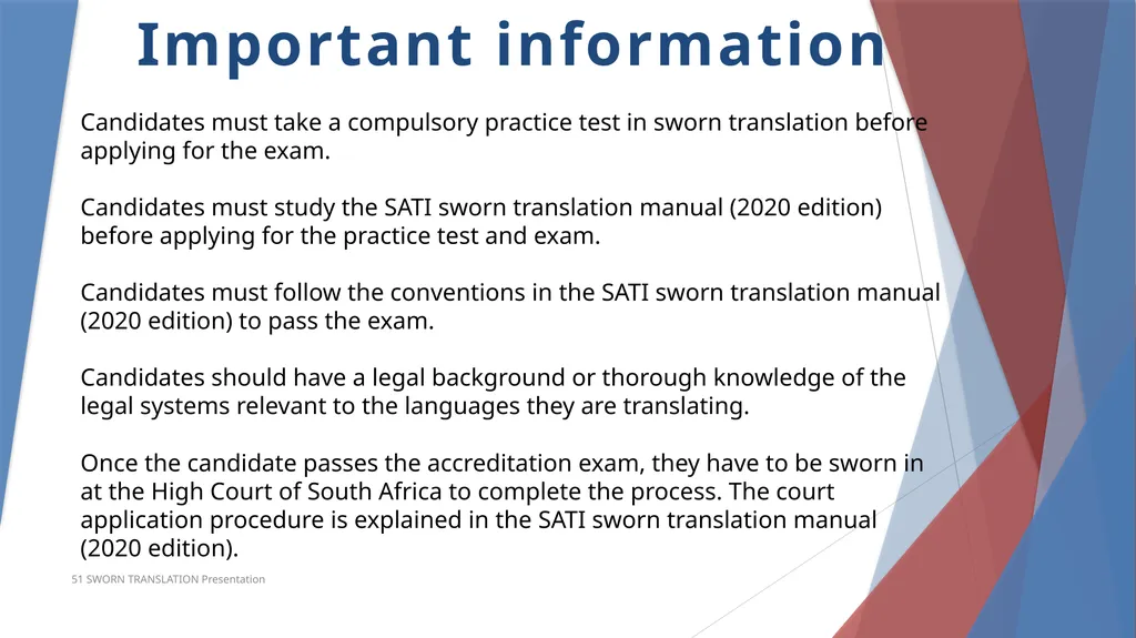 Accreditation in Sworn Translation Prerequisites - slide 3 of 23