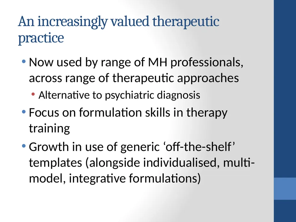 Therapists’ perspectives on using case formulation - slide 3 of 16