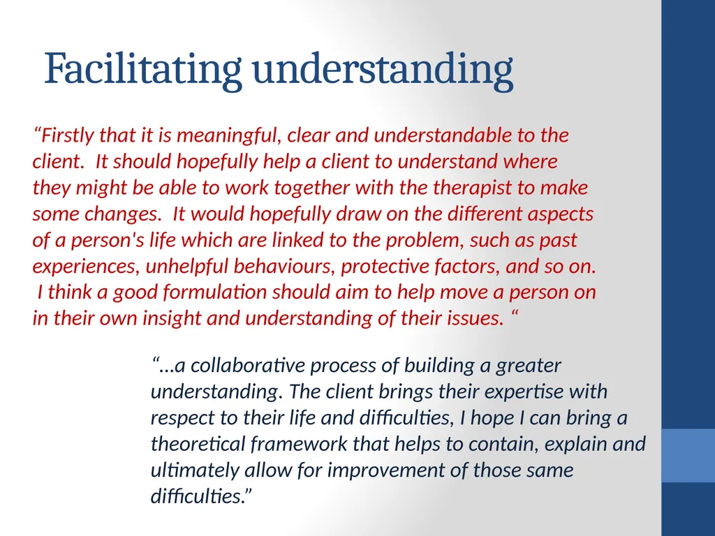 Therapists’ perspectives on using case formulation - slide 12 of 16