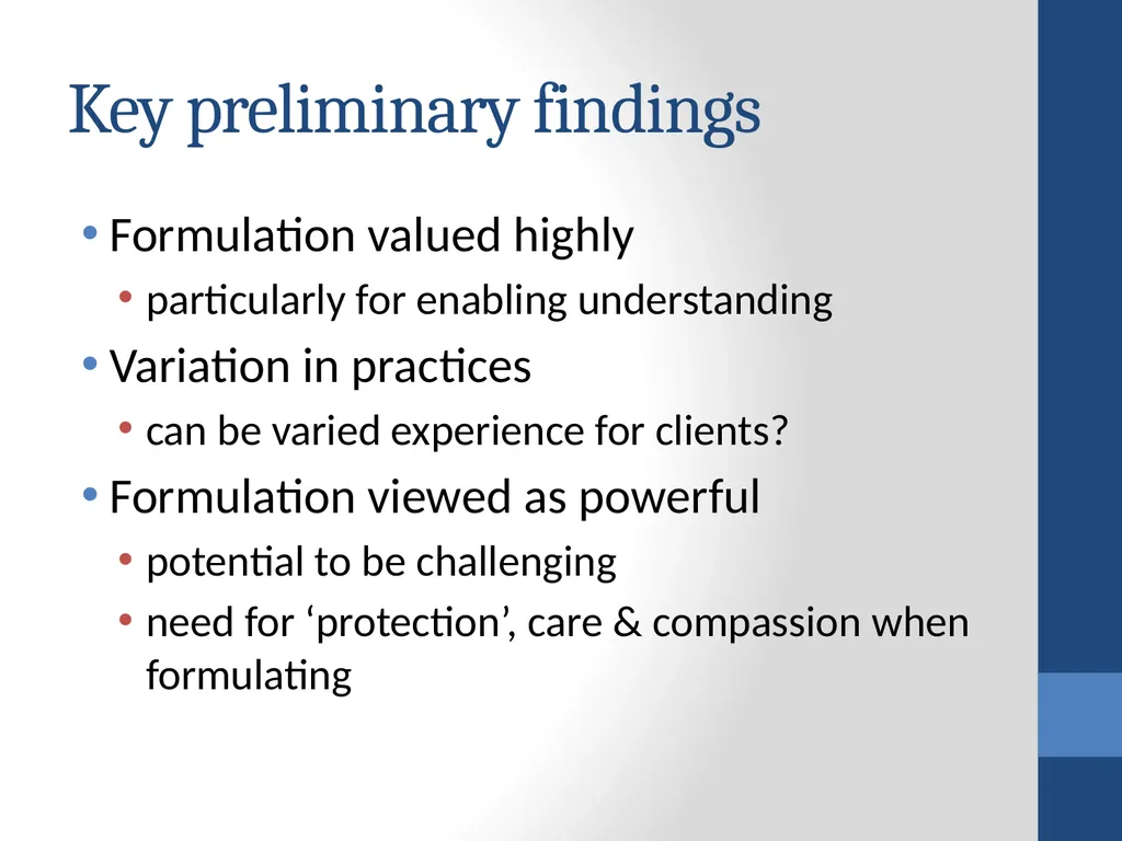 Therapists’ perspectives on using case formulation - slide 9 of 16