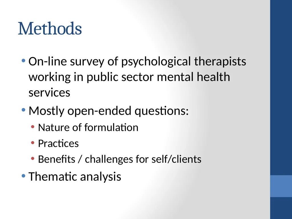 Therapists’ perspectives on using case formulation - slide 7 of 16